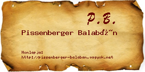 Pissenberger Balabán névjegykártya